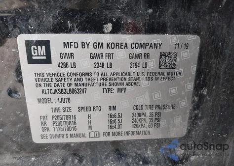 2020 Chevrolet Trax Fwd Ls from USA, damaged, VIN KL7CJKSB3LB063247